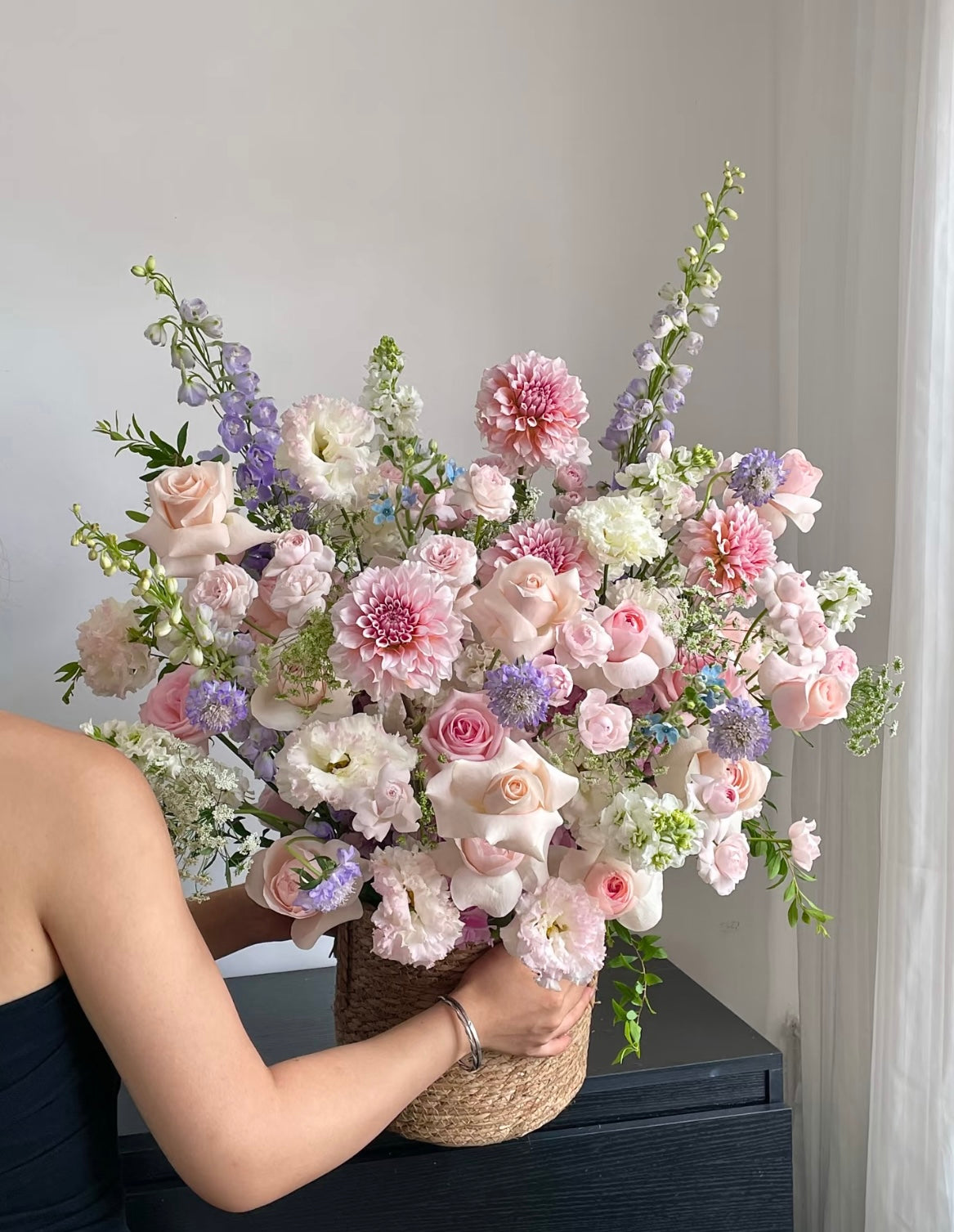 Pink & Lilac Floral Basket